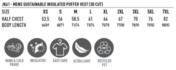 Men puffer sizes